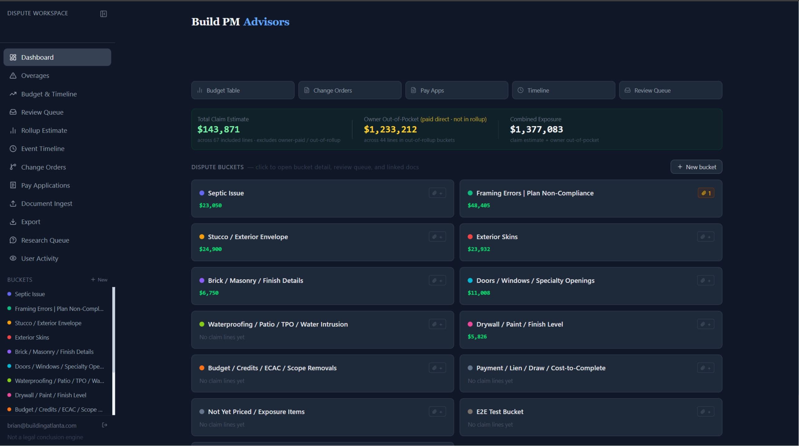 Construction Dispute Workspace — system preview